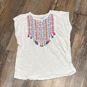 Girls White Embroidered Top